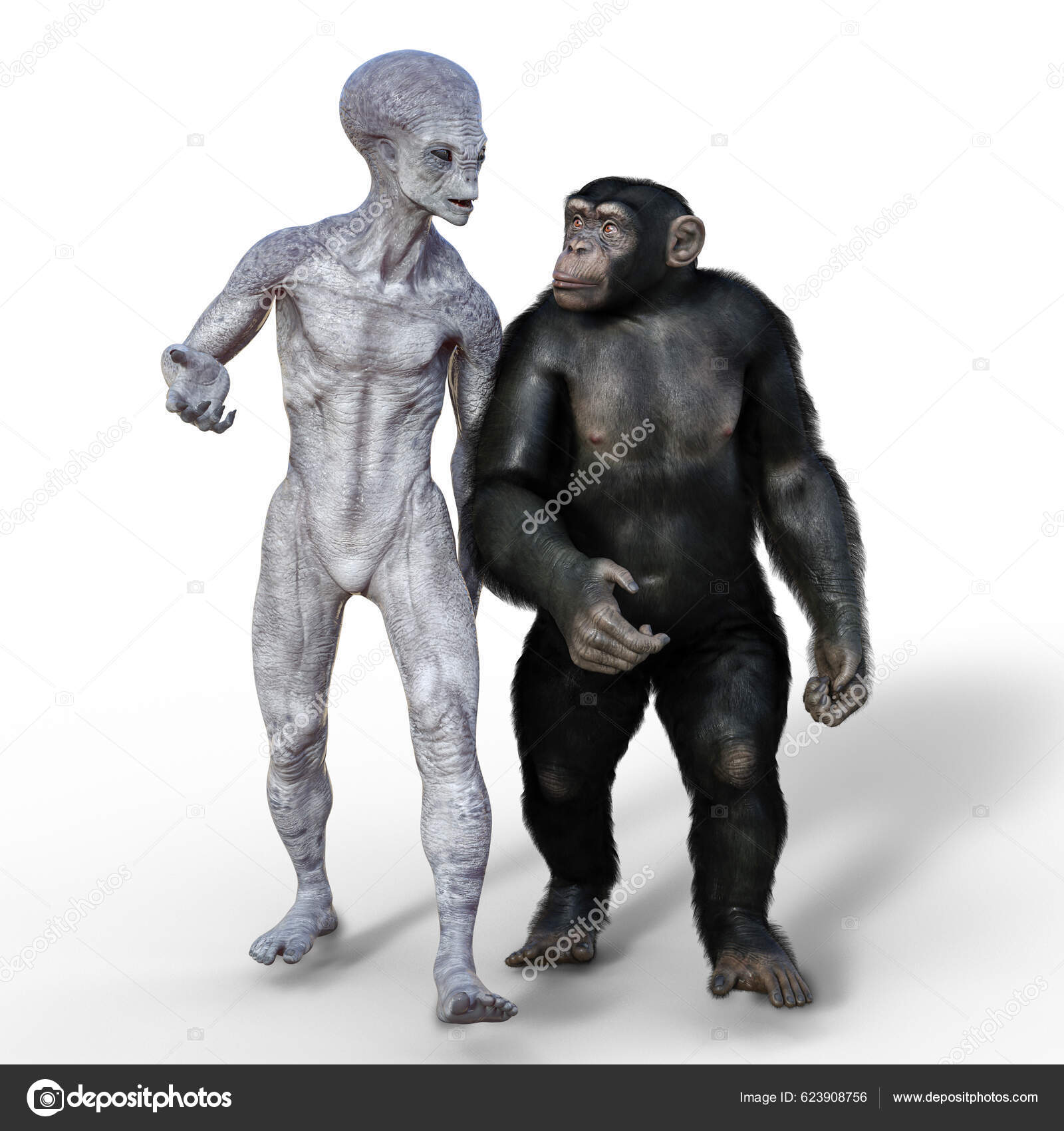 Humanoid Alien Macaco Chimpanzé Ilustração fotos, imagens de © katerynakon  #623908756